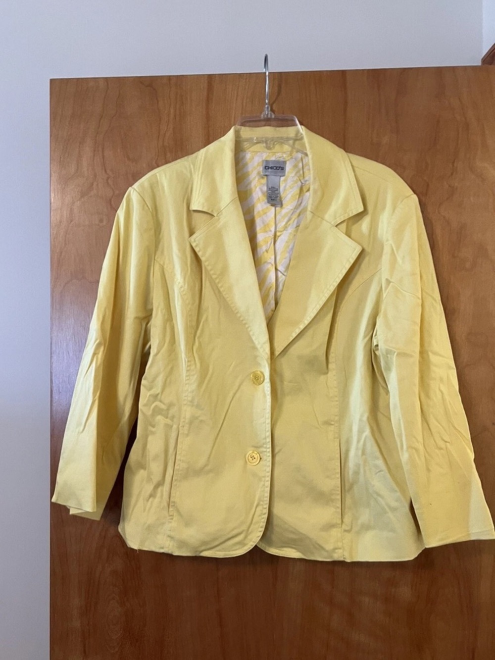 Chicos Blazer Jacket Womens Long Sleeve Buttons Career Casual Yellow Chico’s 3